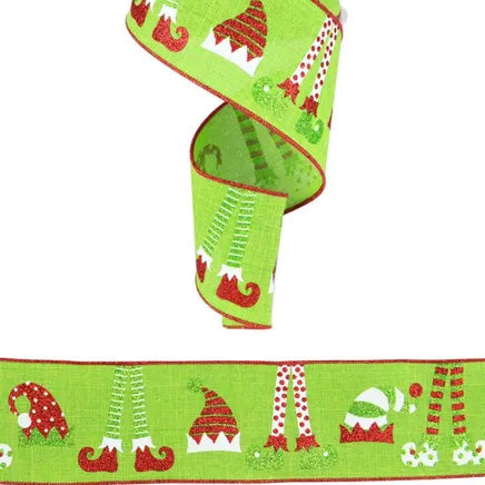 2.5"X10YD ELF HATS AND LEGS/ROYAL - FRESH GREEN/WHITE/RED - RG01571LT