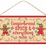 12"L TIN GINGERBREAD SPICE SIGN - WHITE/RED/EMERALD/TAN - MD1228