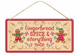 12"L TIN GINGERBREAD SPICE SIGN - WHITE/RED/EMERALD/TAN - MD1228