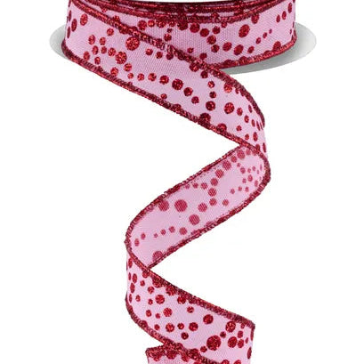 7/8"X10YD MINI GLITTER DOTS - PINK/RED - RGF77198F