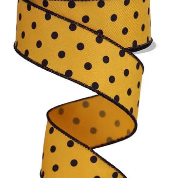 1.5"X0YD SMALL POLKA DOT - DARK YELLOW/BLACK - RGE1745NC