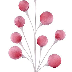 23.5"L VELVET/STYRO BALL SPRAY X9 - PINK - EC448222