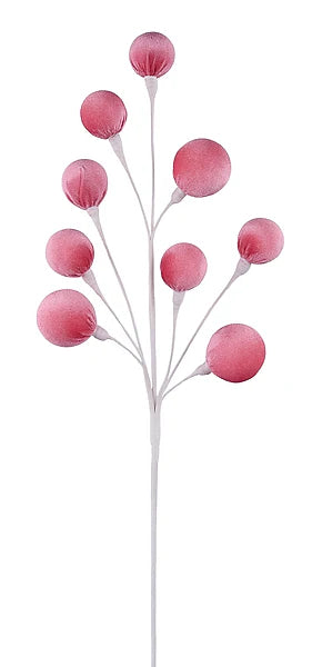 23.5"L VELVET/STYRO BALL SPRAY X9 - PINK - EC448222