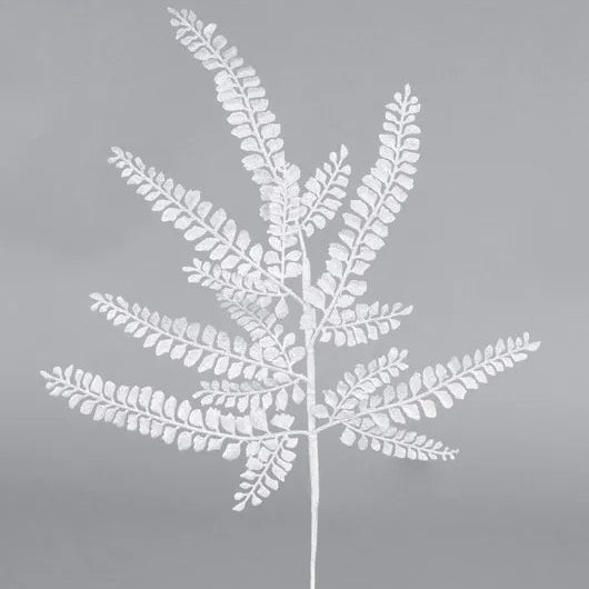 16"L GLITTER FERN SPRAY X6 - LASER SILVER - XS236426