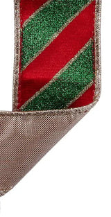 1.5"X10YD VELVET/GLITTER DIAGONAL STRIPE/FUSED - D'LUX - LX700858