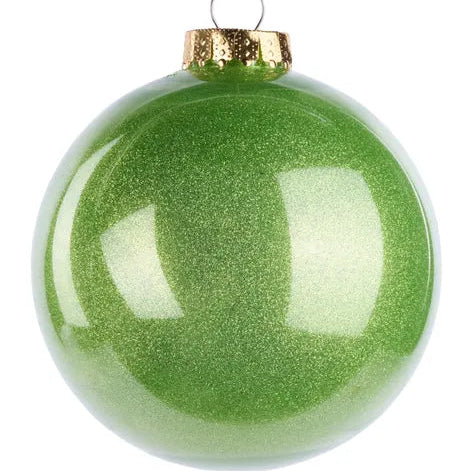 15OMM DIA LACQUER LOOK GLITTER BALL ORNAMENT - LIME GREEN - XH966769