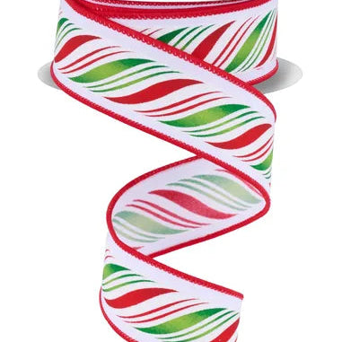 1.5"X10YD PEPPERMINT TWIST - WHITE/RED/GREEN/SILVER - RGF174967