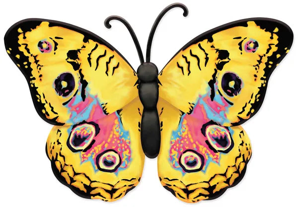 12"LX8.3"H METAL/EMBOSSED BUTTERFLY - YELLOW/PINK/BLUE/BLACK - MD1555H1