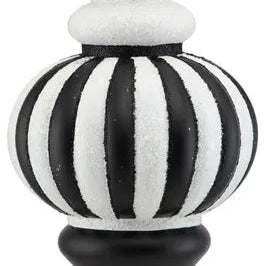 250MM VERTICAL STRIPE BALL FINIAL - BLACK/WHITE - XY8835TX
