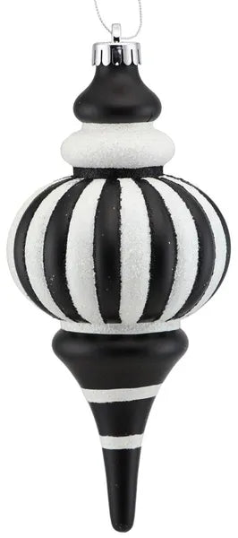 250MM VERTICAL STRIPE BALL FINIAL - BLACK/WHITE - XY8835TX