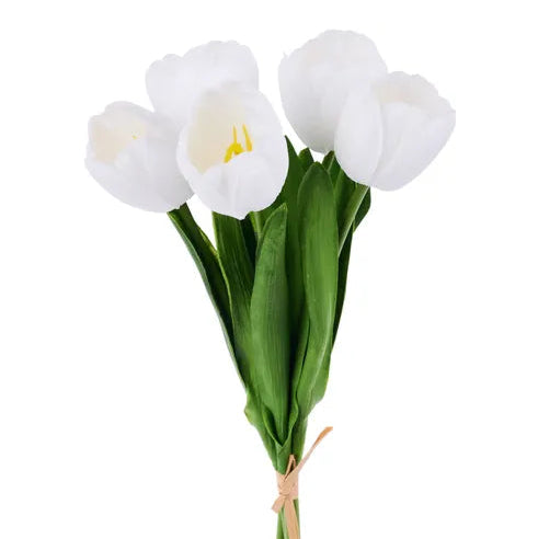 21"L LARGE TULIP FLOWER BUNDLE X5 - WHITE - FN172527
