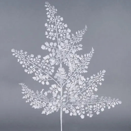 23"L GLITTER MAIDENHAIR FERN SPRAY X7 - LASER SILVER - XS236726