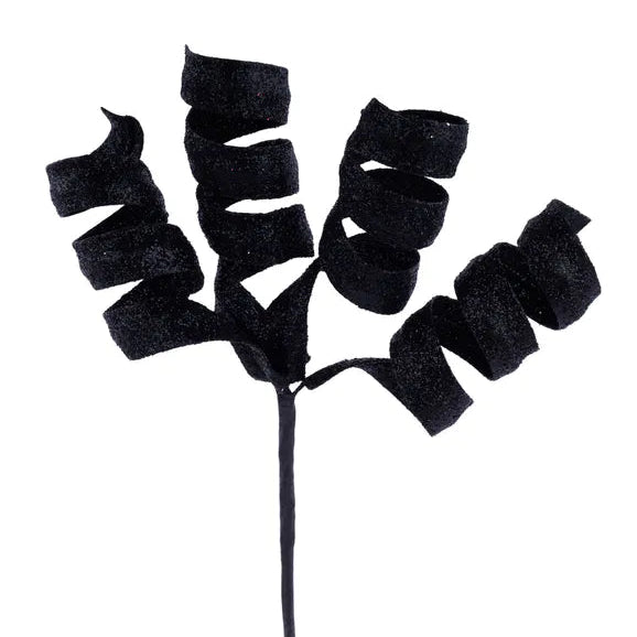 11"L GLITTER CURL PICK - BLACK - XS149102