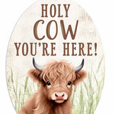 15"HX10.35"L HOLY COW OVAL SIGN - BROWN/TAN/GREEN - MD1751C8