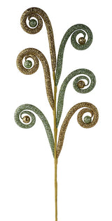 28.5"L GLITTER TUBING COIL/BALL SPRAY - SAGE GREEN/GOLD - XS1443AR