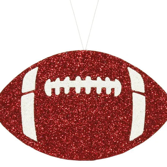 5"WX3.125"H GLITTER FOOTBALL - CRIMSON/WHITE - MD0271E1