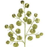 28"L GLITTER ROUND LEAF SPRAY - SAGE GREEN - XS241384