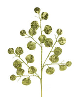 28"L GLITTER ROUND LEAF SPRAY - SAGE GREEN - XS241384