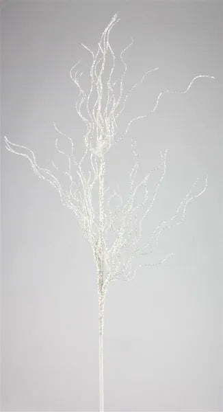 31"L GLITTERED SPIRAL PINE SPRAY - WHITE/SILVER -XS756227
