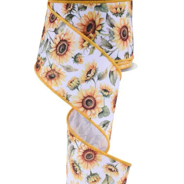 2.5"X10YD SUNFLOWERS - YELLOW/GREEN/BROWN - LS1030
