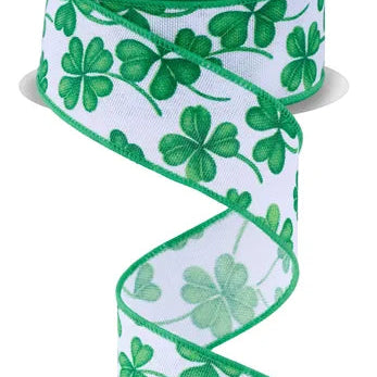 1.5"x10YD SHAMROCKS - WHITE/GREEN - RGF168527