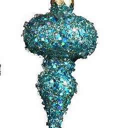 GLITTER/BEAD ORNAMENT - AQUA/BLUE - XY5290A1-2
