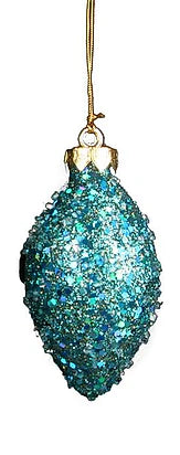 GLITTER/BEAD ORNAMENT - AQUA/BLUE - XY5290A1-3