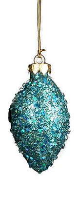 GLITTER/BEAD ORNAMENT - AQUA/BLUE - XY5290A1-3