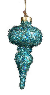 GLITTER/BEAD ORNAMENT - AQUA/BLUE - XY5290A1-2