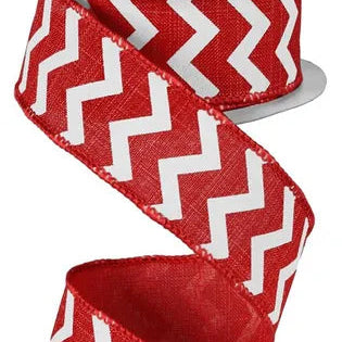 1.5"X10YD SMALL CHEVRON/ROYAL - RED/WHITE - RG101824