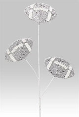 24"L GLITTER TRIPLE FOOTBALL PICK - SILVER/WHITE - MZ185226