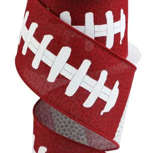 2.5"X10YD FOOTBALL LACES ON ROYAL - LIGHT GREY/WHITE/RED - RGC1261C8