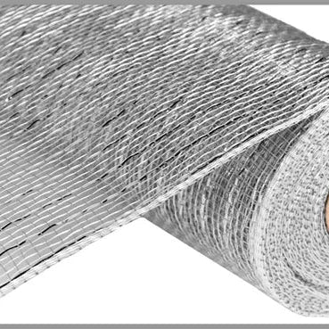 10"X10YD METALLIC MESH - SILVER W/ SILVER FOIL - RE130126