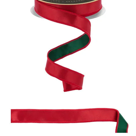 7/8"X10YD SATIN FUSED - D'LUX - RED/EMERALD GREEN - LX40004N