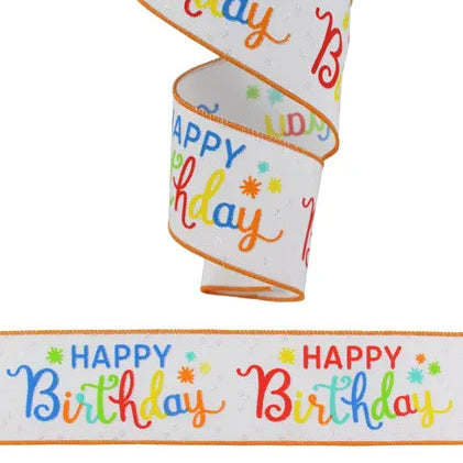 2.5"X10YD HAPPY BIRTHDAY SCRIPT - WHITE/ORANGE/BLUE/RED - RGE163027