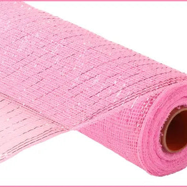 21"X10YD METALLIC MESH - PINK W/PINK FOIL - RE100122