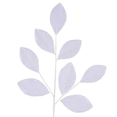 30"L METALLIC/GLITTER LEAF SPRAY - WHITE - XS247427