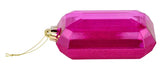 7"L X 4"W GLITTER RECTANGLE GEM ORNAMENT - FUCHSIA - XJ563407