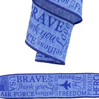 2.5"X10YD AIR FORCE ON ROYAL BURLAP - BLUE/BLUE - RG0190003