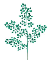 33"L GLITTER ROUND LEAF SPRAY - EMERALD GREEN - XS226706