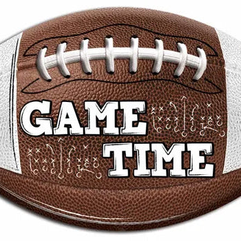 11"LX6.5"H GAME TIME FOOTBALL SIGN - BROWN/WHITE - MD188504