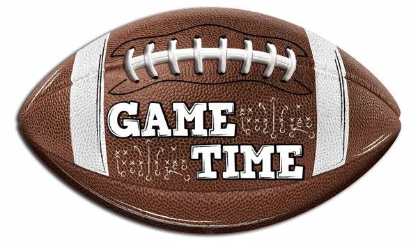 11"LX6.5"H GAME TIME FOOTBALL SIGN - BROWN/WHITE - MD188504