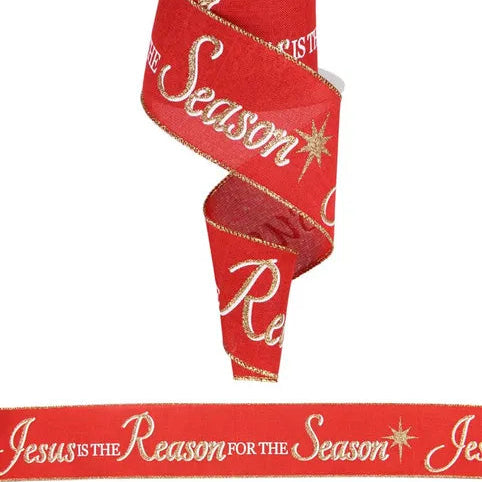 2.5"X9.9YD JESUS IS THE REASON SON ROYAL - RED/GOLD/WHITE - RG0177479