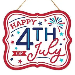 7"H X 6"L EMBOSSED TIN PATRIOTIC - RED/LT BLUE/NAVY - 4TH - MD1046