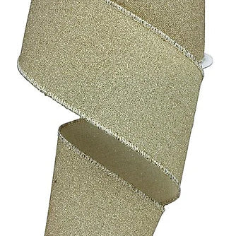 2.5"X10YD FINE GLITTER ON ROYAL - LIGHT GOLD - RGE1381YH