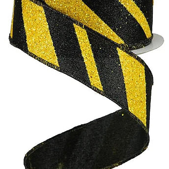 1.5"X10YD GIANT DIAGONAL LINES - BLACK/YELLOW - RGA1297CJ