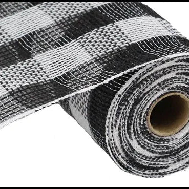 10.25"X10YD FIBER/FAUX JUTE CHECK MESH - BLACK/WHITE - RY830762