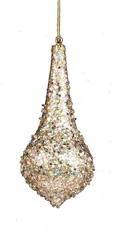 GLITTER/BEAD ORNAMENT - PLATINUM - XY529132-2