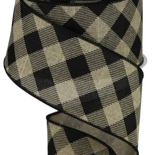 2.5"X10YD DIAGONAL CHECK ON ROYAL - BEIGE/BLACK - RGA127101