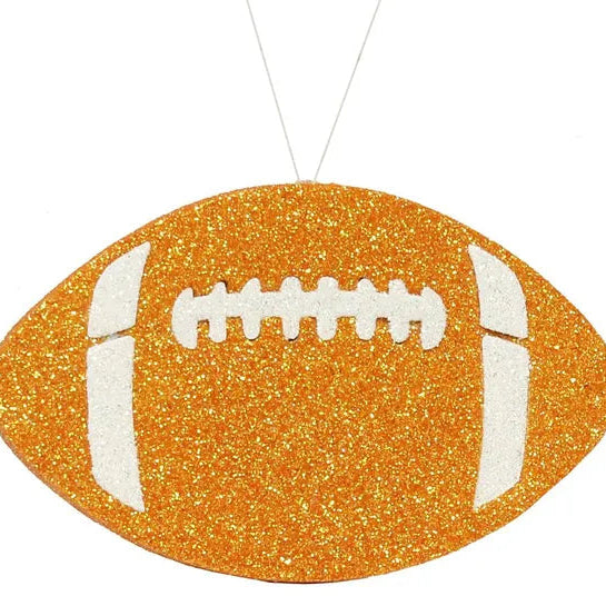 5"WX3.125"H GLITTER FOOTBALL - ORANGE/WHITE - MD0271E6